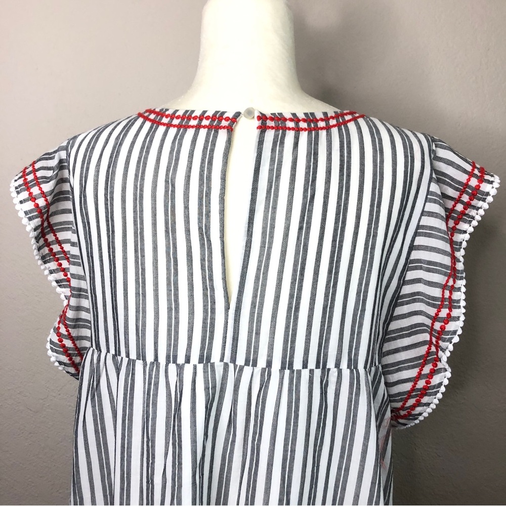 kate spade White and Red Striped Floral Embroidered Midi Dress - Picture 4 of 10
